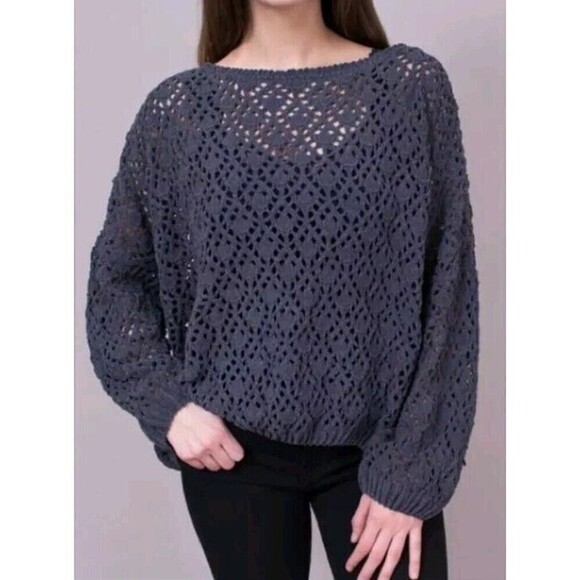 POL Grey Chenille Sweater Women's Size Medium Oversized Knit Pullover - Picture 1 of 9